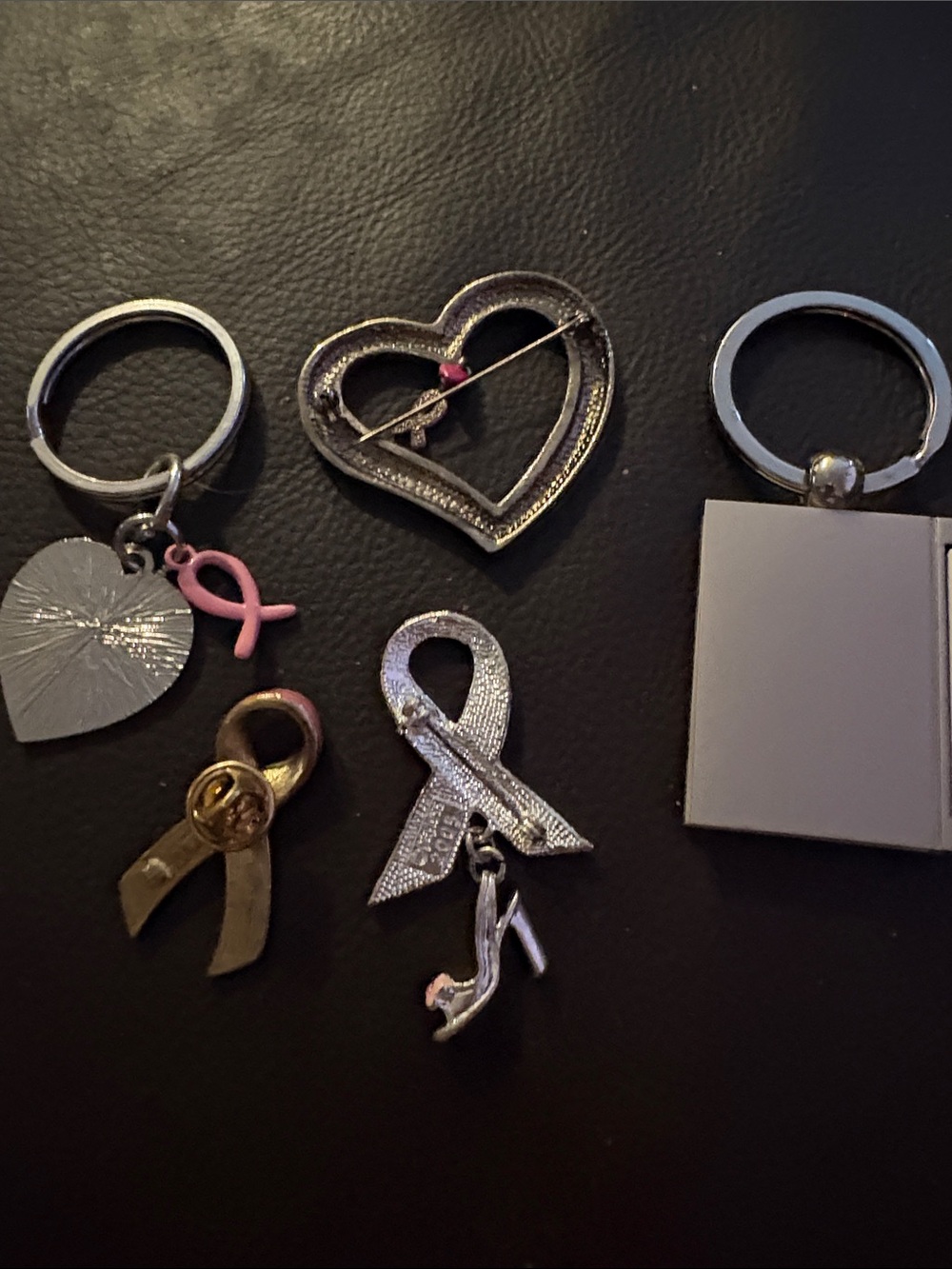 Pink Ribbon Awareness Charm Keychain Set - Breast Cancer Support - Picture 3 of 3